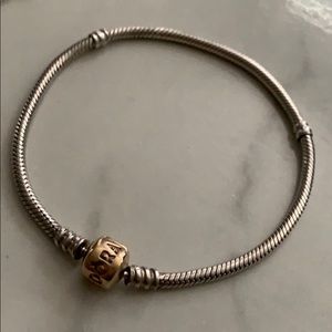 Pandora Silver 14k gold clasp pandora bracelet